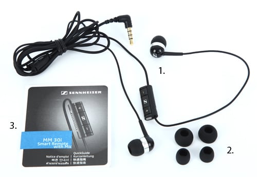 Sennheiser MM 30i Black (MM30i) Earbuds What's in the box?