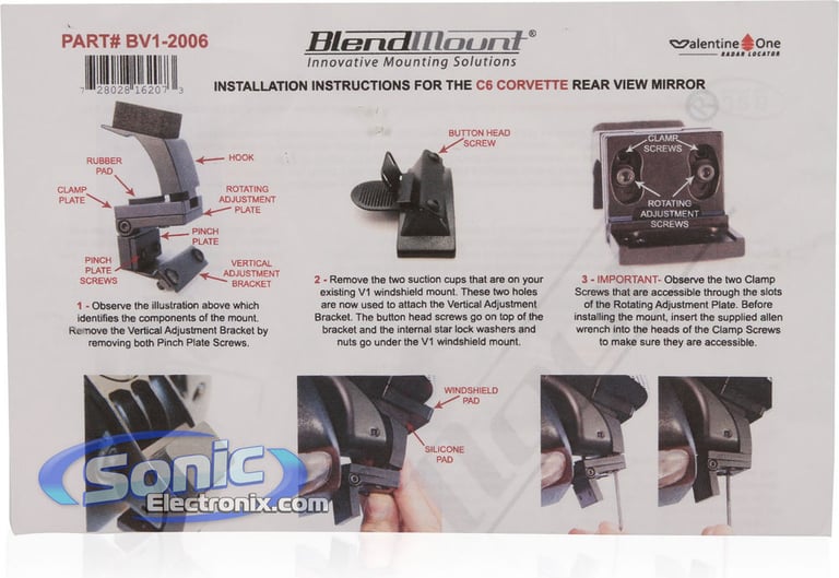 BlendMount BV1-2006 Valentine One Rear View Mirror Stem Mount Image 5