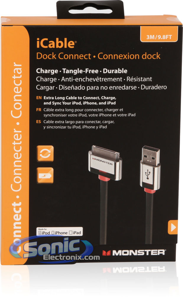 Monster iCable iPad/iPhone/iPod Dock & Charge USB Cable (3M, 9.9 Feet) Image 2