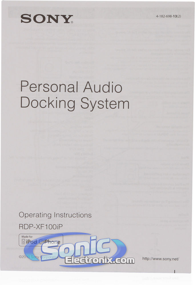Sony RDP-XF100IP (RDPXF100iP) Portable iPod/iPhone Speaker Docking Station Image 13