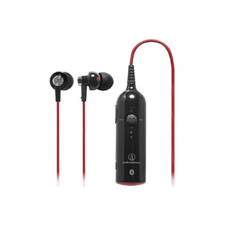 Audio Technica ATH-BT03BRD Bluetooth Earbuds Headset Stereo In-Ear Headphones (Red/Black) Image 1