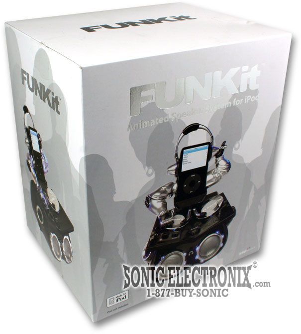 Funk-It (BLACK COLOR) DJ Turntable Style iPod Docking Station and Desktop Speakers Image 5