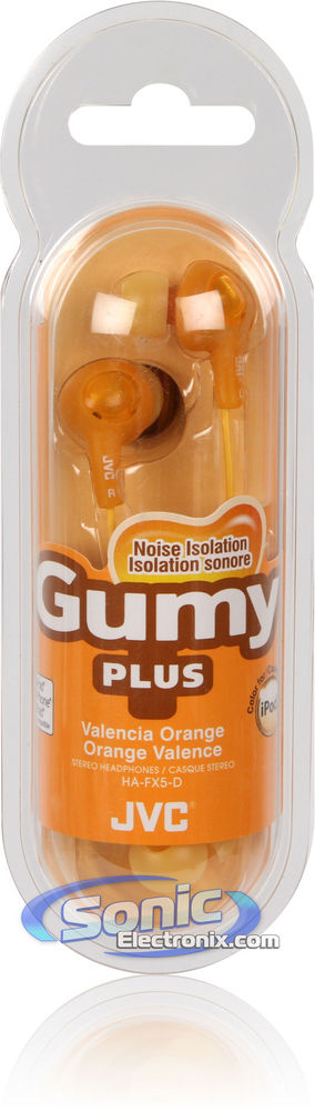 JVC HAFX5D (HA-FX5-D) Gummy-Plus In-Ear Headphones - Orange Image 2