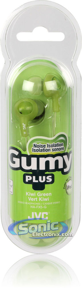 JVC HAFX5G (HA-FX5-G) Gummy-Plus In-Ear Headphones - Green Image 2