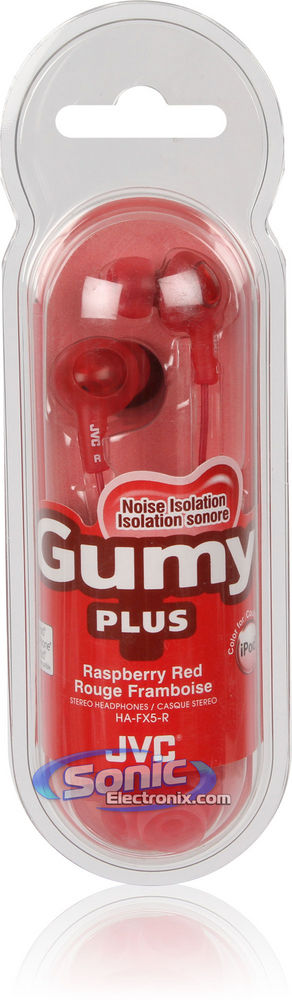 JVC HAFX5R (HA-FX5-R) Gummy-Plus In-Ear Headphones - Red Image 2