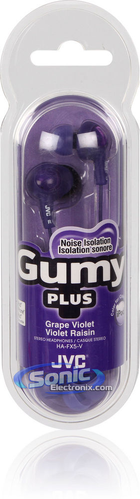 JVC HAFX5V (HA-FX5-V) Gummy-Plus In-Ear Headphones - Violet Image 2