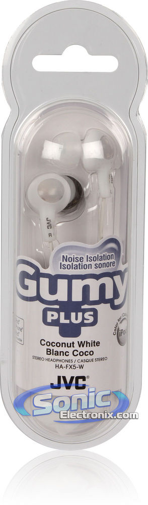 JVC HAFX5W (HA-FX5-W) Gummy-Plus In-Ear Headphones - White Image 2