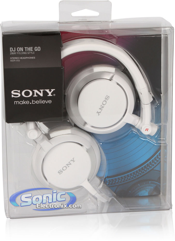 Sony MDR-V55/WHI (MDRV55-WHI) DJ Style Headphones - White Image 7