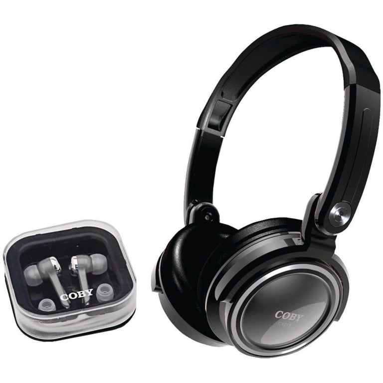 Coby CV215BLK (Black) Jammerz In-Ear/Ear-Bud & On-Ear Headphone 2-In-1 Combo Image 1
