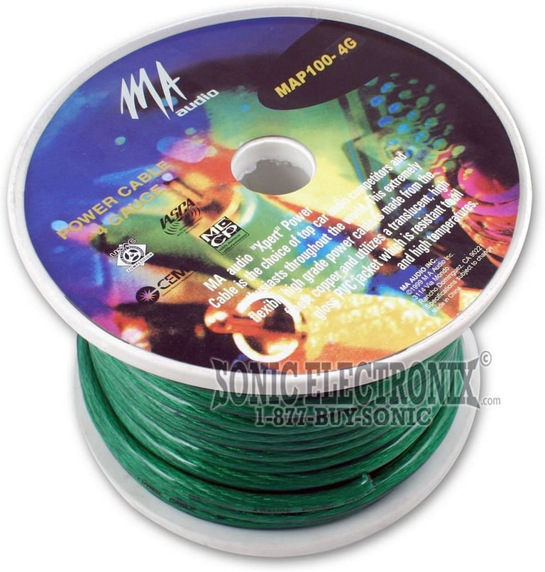 MA Audio MAP100-4G -- 4 Gauge, 100 ft. GREEN Image 1