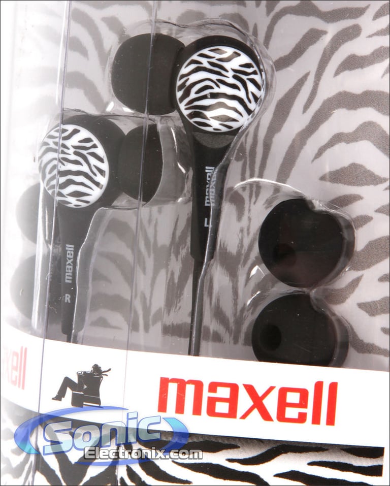 Maxell (190269) Wild Things Zebra Earbuds In-Ear Headphones - Black & White Image 2