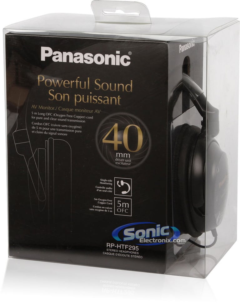 Panasonic RP-HTF295-K (RPHTF295) Full Size Over Ear Headphones-Black Image 6