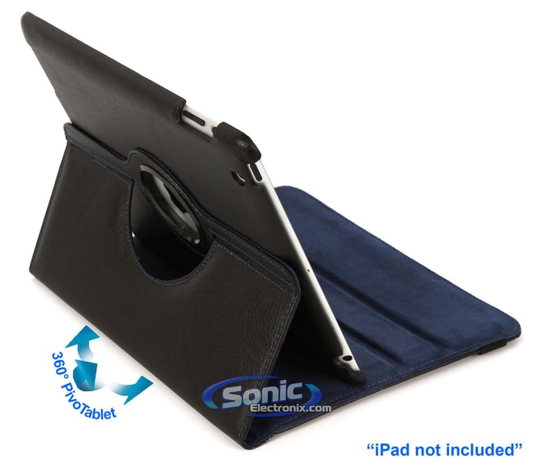 Limitless Creations D3BL Black w/Blue Accents PivoTablet Padded PU Leather 360&deg; Swivel Case for new iPad and iPad 2 Image 2