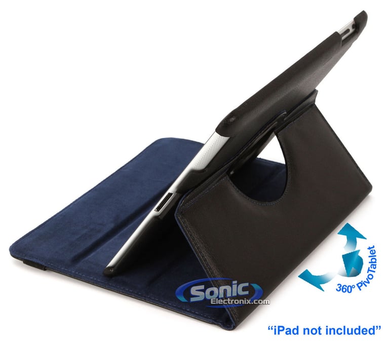 Limitless Creations D3BL Black w/Blue Accents PivoTablet Padded PU Leather 360&deg; Swivel Case for new iPad and iPad 2 Image 3