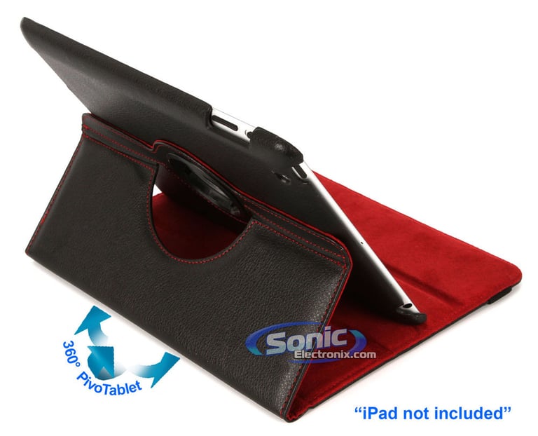 Limitless Creations D3RD Black w/Red Accents PivoTablet Padded PU Leather 360&deg; Swivel Case for new iPad and iPad 2 Image 2
