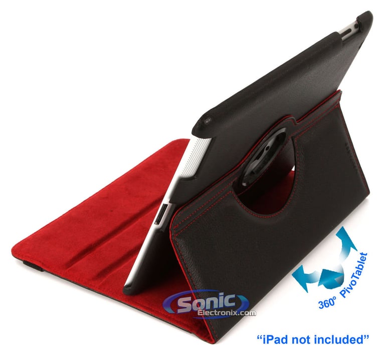 Limitless Creations D3RD Black w/Red Accents PivoTablet Padded PU Leather 360&deg; Swivel Case for new iPad and iPad 2 Image 3