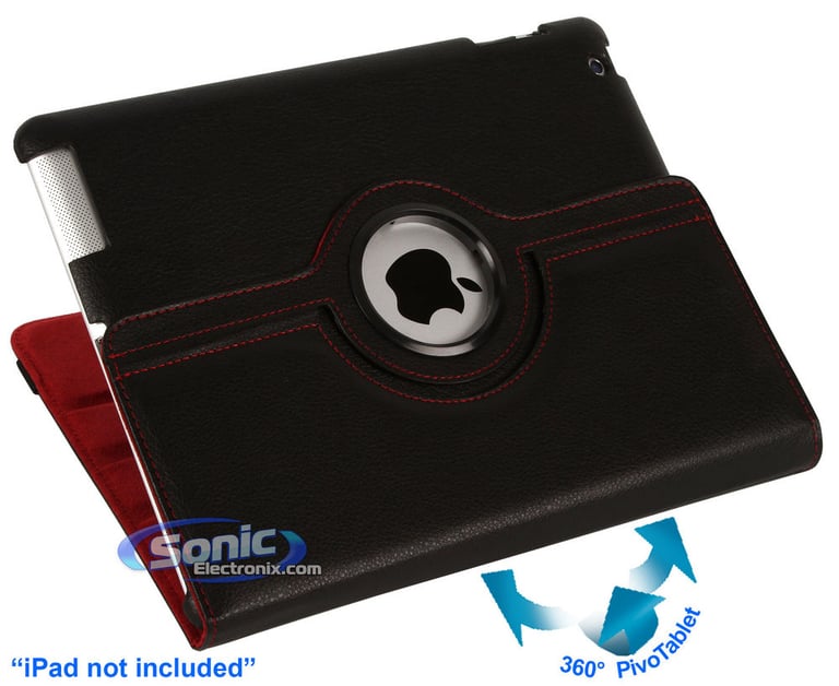 Limitless Creations D3RD Black w/Red Accents PivoTablet Padded PU Leather 360&deg; Swivel Case for new iPad and iPad 2 Image 4