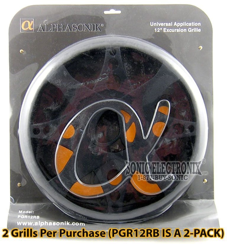 Alphasonik PGR12RB Black 12" Subwoofer Grills PAIR Image 2