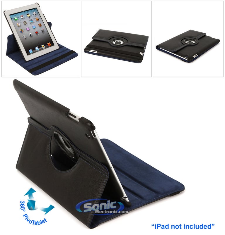 Limitless Creations D3BL Black w/Blue Accents PivoTablet Padded PU Leather 360&deg; Swivel Case for new iPad and iPad 2 Image 1