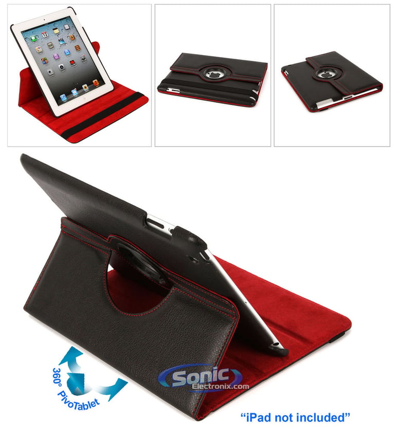 Limitless Creations D3RD Black w/Red Accents PivoTablet Padded PU Leather 360&deg; Swivel Case for new iPad and iPad 2 Image 1