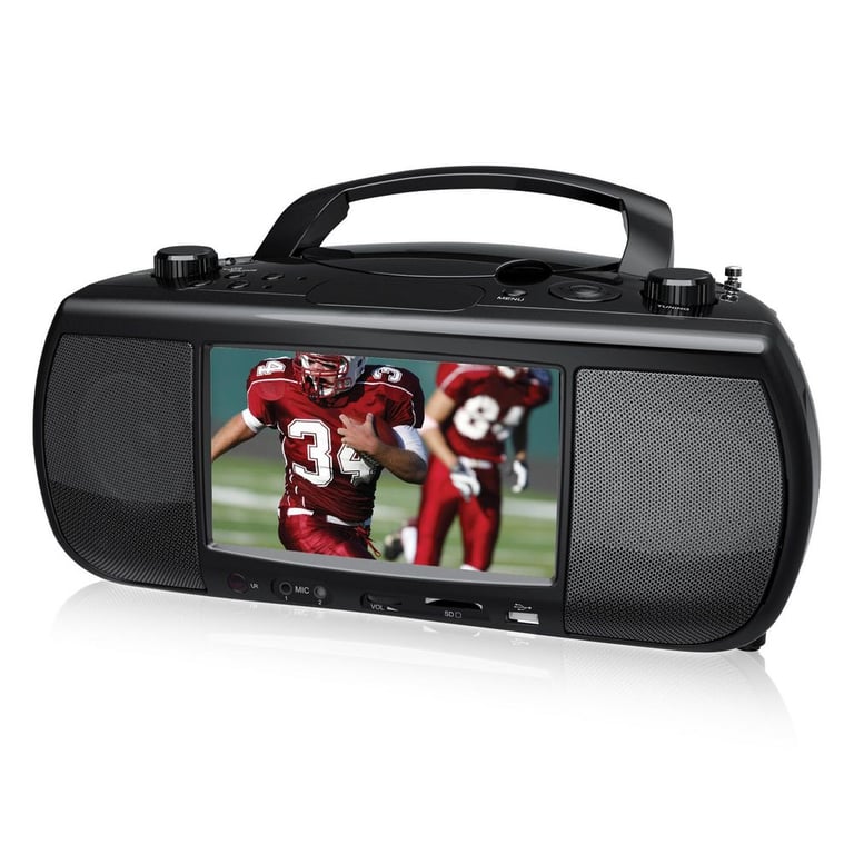 Coby TFDVD777 7" ATSC TV/DVD/CD Mini Boom Box System Image 1