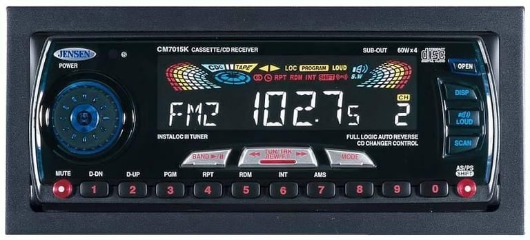 Jensen CM7015K -- 1.5 Din GM/Chrysler Fit CD & Cassette Receiver Image 1