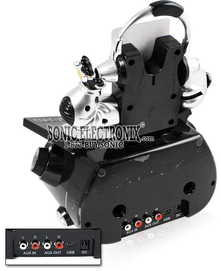 Funk-It (BLACK COLOR) DJ Turntable Style iPod Docking Station and Desktop Speakers Image 3