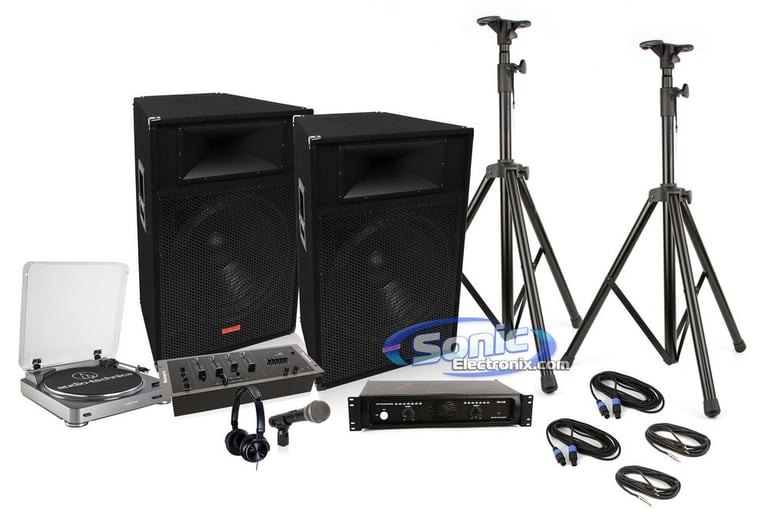 Audio Technica AT-LP60 w/ Numark C1 Party DJ Package with FREE Cables and Stands Image 1