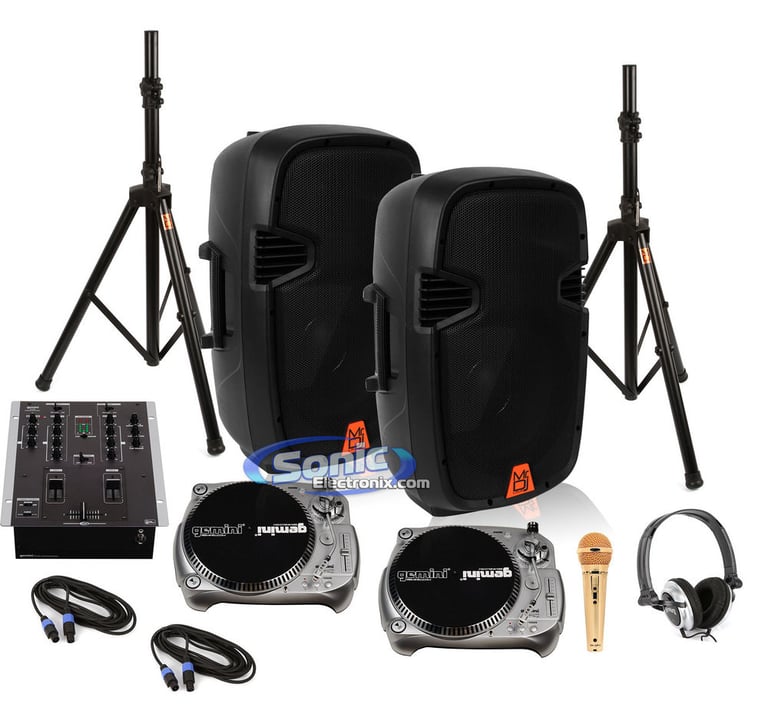 Gemini TT-2000 w/ Gemini PS-424X Party Pro Package with FREE Cables & Stands Image 1