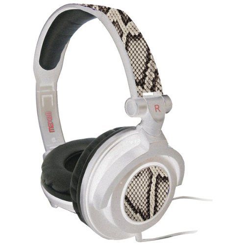 Maxell AMPPYW (AMP-PY/W) Amplified Heavy Bass Headphone - Black & White Python Image 1