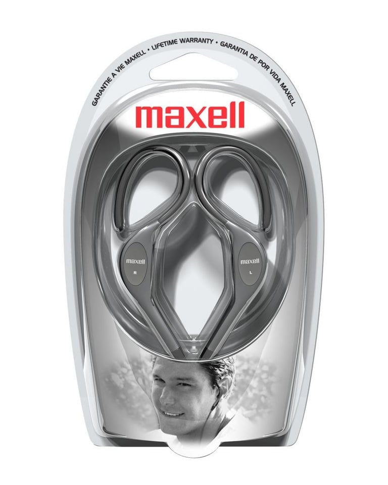 Maxell EH-130 (EH130,190565) Sports Style Stereo Ear Hooks - Silver/Black Image 2