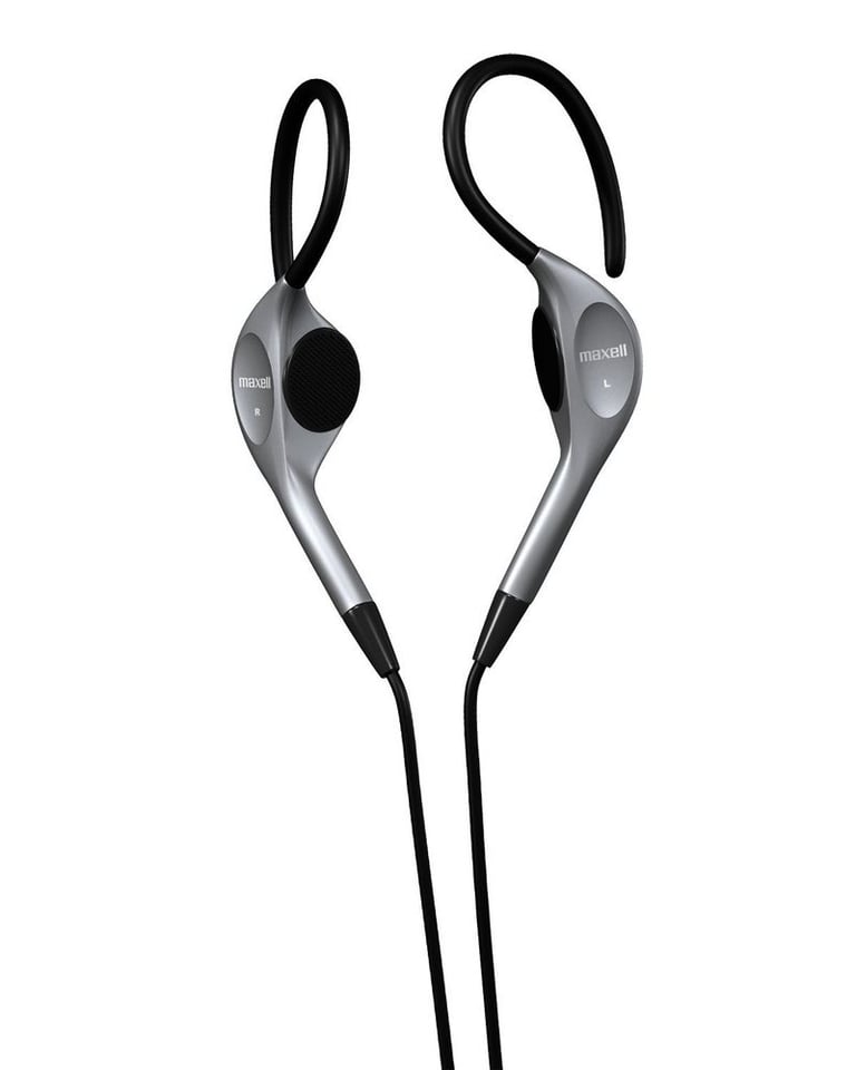 Maxell EH-130 (EH130,190565) Sports Style Stereo Ear Hooks - Silver/Black Image 1