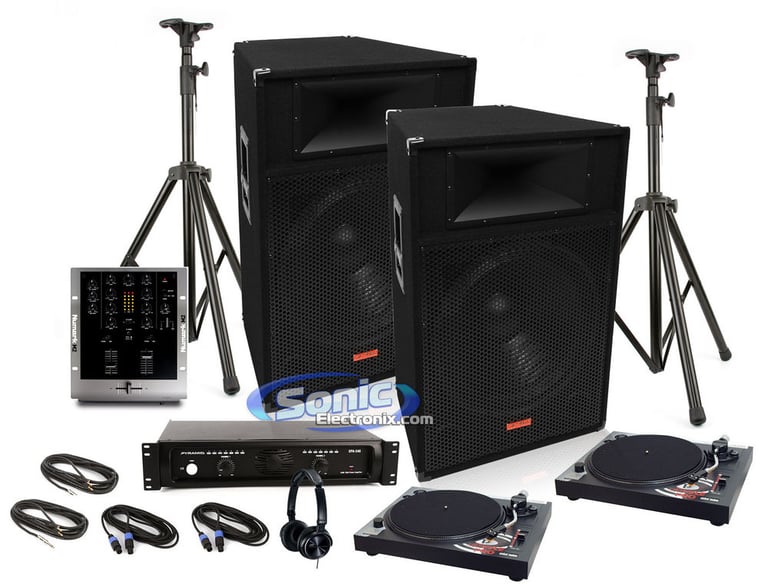 Two Pyle PLTTB1 w/ Numark M2 Party DJ Package with FREE Cables & Stands Image 1
