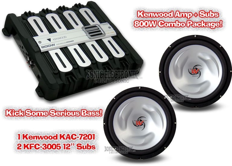 Kenwood P-W301 Amplifier and 2 Subwoofers Combo Image 1