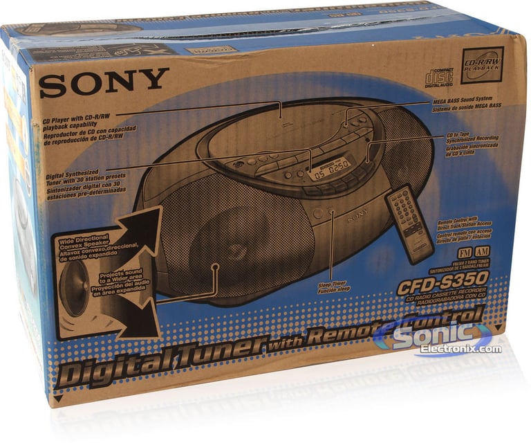 Sony CFD-S350 (CFDS350SILVER) Portable AM/FM Radio CD/Cassette BoomBox Image 7