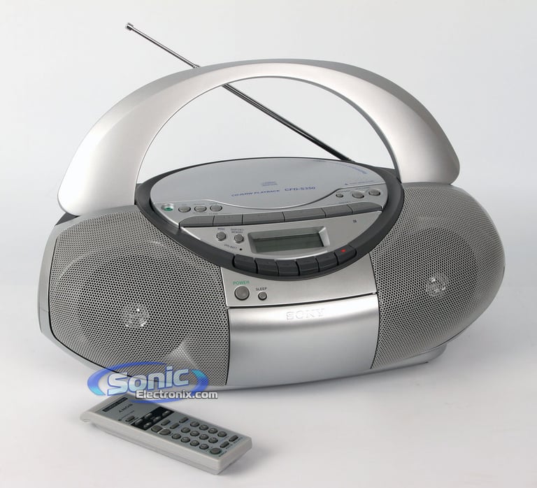 Sony CFD-S350 (CFDS350SILVER) Portable AM/FM Radio CD/Cassette BoomBox Image 1