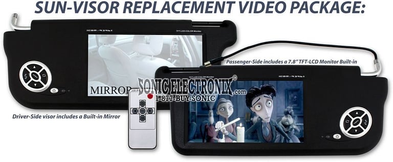 Performance Teknique ICBM-9396T Black 7.8" Sunvisor LCD Monitor Image 1