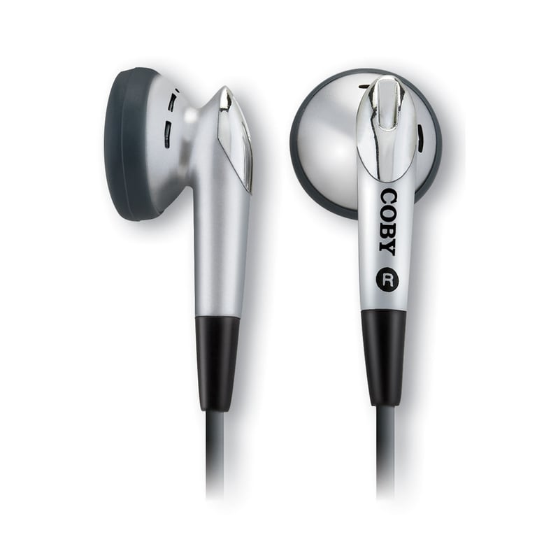 Coby CVE11 Digital Stereo Earbuds In-Ear Headphones (Silver) Image 1