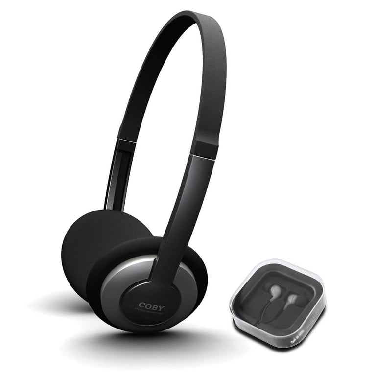 Coby CVH90 (CV-H90) Lightweight Stereo On-Ear Headphones and In-Earphones 2-in-1 Combo Image 1