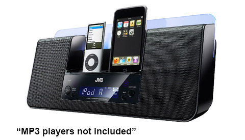 JVC NXPN10 Clock Radio with Dual iPod/iPhone Docks Image 1