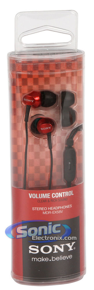 Sony MDREX58V/RED (MDR-EX58V/RED) EX Series Earbuds with Volume Control - Red Image 8