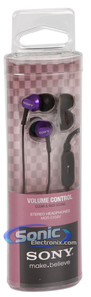 Sony MDREX58V/VLT (MDR-EX58V/VLT) EX Series Earbuds with Volume Control - Violet/Purple Image 8