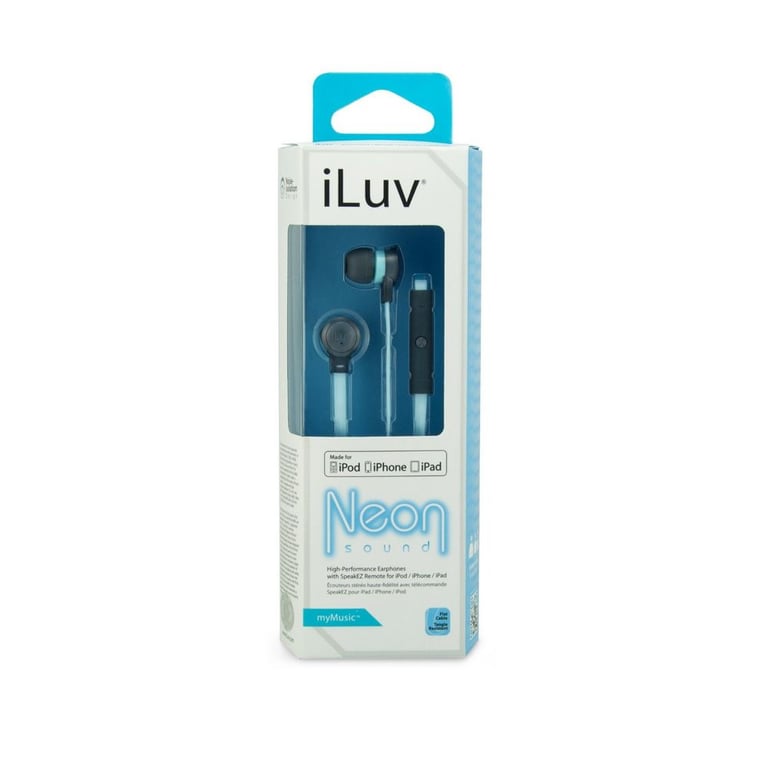 iLuv iEP335BBLN Neon Sound In-Ear Headphones/Earbuds with iPod/iPhone Remote (Blue/Black) Image 6