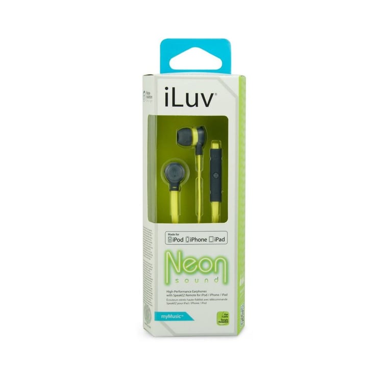 iLuv iEP335GRNN Neon Sound In-Ear Headphones/Earbuds with iPod/iPhone Remote (Green/Black) Image 6