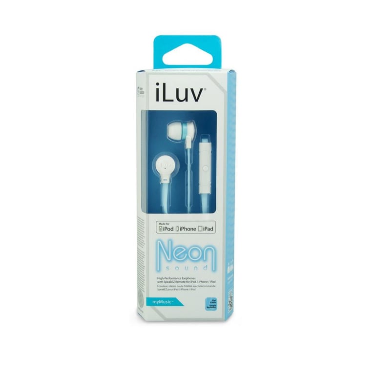 iLuv iEP335WBLN Neon Sound In-Ear Headphones/Earbuds with iPod/iPhone Remote (Blue/White) Image 6
