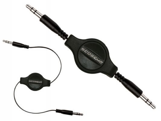 Scosche rePLAY IU3.5RC Retractable 3.5mm-to-3.5mm (Mini Jack) Auxiliary Cable - Black Image 1