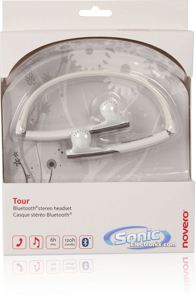 Novero Tour Wireless Bluetooth Headset Headphones (White) Image 11