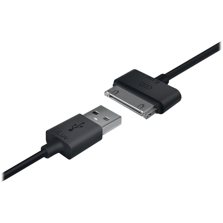 iLuv iCB5BLK 30-Pin to USB iPad/iPhone/iPod Sync & Charge Cable Image 1