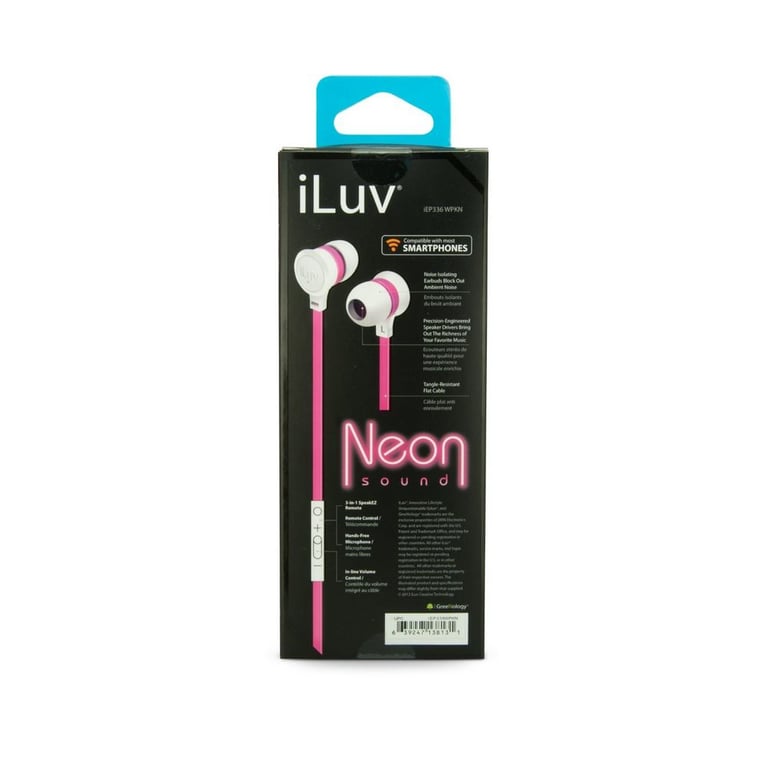 iLuv iEP336WPKN Neon In-Ear Headphones/Earbuds (Pink/White) Image 6