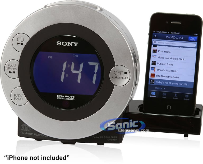 Sony ICF-CD3IPSIL (ICFCD3IP-SIL) iPod Dock Clock Image 1